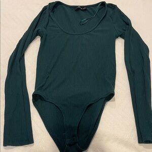 Stradivarius Teal Ribbed Top